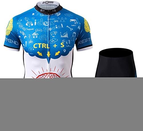 Thriller Rider Sports® Mens Rest Your Mind Outdoor Sports Mountain Bike Short Sleeve Cycling Jersey and Shorts Suit Small