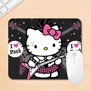 Woopme Non Skid Anti Skid Rubber Base Hello Kitty Anime Cartoon Print Mouse Pad Kids Girls Gaming Boys Laptop PC Computer Multicolored Mousepads L x H 24 x 20 CMS