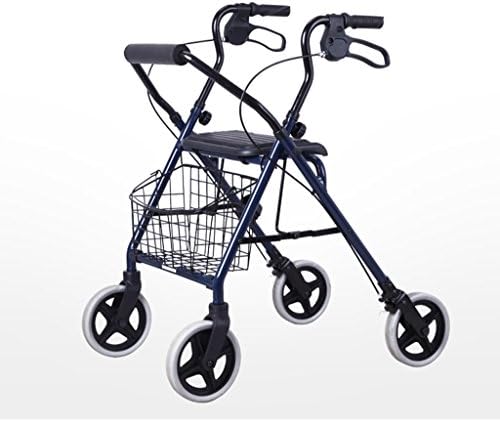 HJHY® walking aids, Walker Thickening Senior trolley Disabled walker Four rounds With seat Collapsible With handbrake