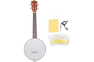 EVONECY Banjoe Beginner Kit, Banjo Set, Concert Ukulele, Maple Rosewood Travel Banjo, Banjolele, Banjo Ukulele, Banjo for Beginners, for Beginner Musician Adult