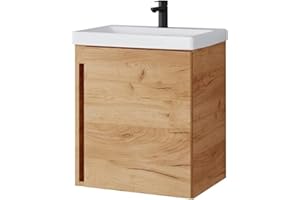 ‎PLANETMÖBEL Planetmöbel Waschtischunterschrank 50cm (Gold Eiche)