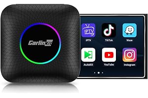 Carlinkit Android 13 Ai Box LED Version, Qualcomm 8 Cores, 8+128GB, 3-in-1 Adapter with 4G Cellular, Streaming Video, SIM/TF Card, Built-in Google Play, Only Suitable for Factory Wired CarPlay Cars
