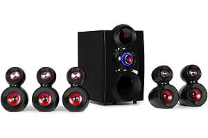 auna Concept - 5.1 Surround Sound System, OneSide Subwoofer, Home Cinema Sound System, Balanced Sound Concept, Speaker System with Bluetooth, USB Port, SD Slot, Remote Control, X-Gaming, Black