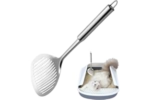 OHMO Katzenklo Schaufel aus Edelstahl, Katzenstreuschaufel,leicht und stabil, Langer Griff für einfaches Reinigen, hochwertige Katzenstreu Schaufel für den täglichen Gebrauch