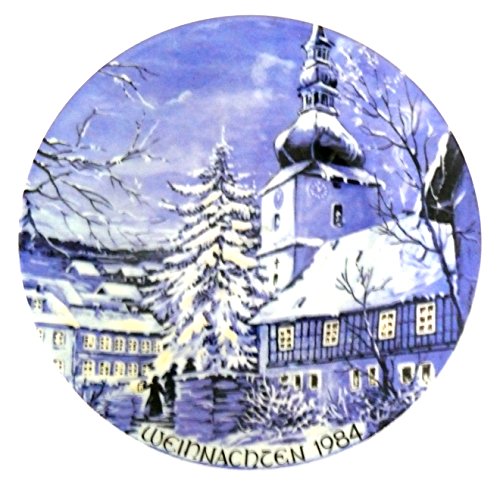 Preisvergleich Produktbild Wandteller Weihnachtsteller 1984 -ALT Tirschenreuth - 19.5 cm Ø - Wehrkirche