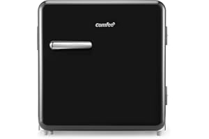 Comfee RCD50DK1RT(E) mini lodówka w stylu retro, 47 l, wysokość 50 cm, 100 kWh/rok, regulowana regulacja temperatury, regulowane nóżki, czarna
