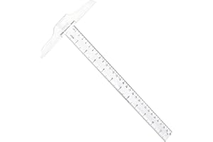 LEEQBCR 12 Inch/30 cm Plastic T-Ruler for Drafting, Transparent, Metric, T-Square