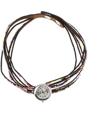 Vintage Strass Leder Armbanduhr Damenuhr Analoguhr Wickeluhr Quarz Uhr NEU