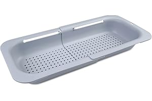 Fousenuk Sitko do zlewozmywaka, wysuwany kosz sitowy nad zlewem szary