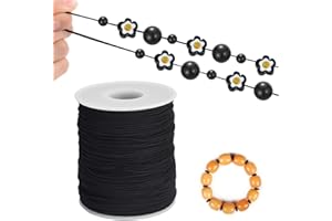 DOUSELLA Rotoli di Corda Elastica Nero 1 mm x 100m Filo per Braccialetti, Gioielli, Perline, Resistente, per Collana, Ciondolo, Cucire e Fai-da-Te