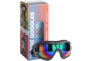 NVTED Dog Sunglasses Dog Goggles, UV Protection Wind Protection Dust Protection Fog Protection Pet Glasses Eye Wear Protection with Adjustable Strap for Medium or Large Dog (Laser)