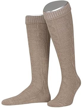 Lusana Herren Trachtenstrümpfe Trachtenkniebundstrumpf mit Zopfmuster