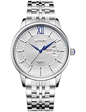 sein und ihre Uhr Quarz-Edelstahlband ultra dünne großes Gesicht Uhren für ein paar Liebhaber Woche und Datum