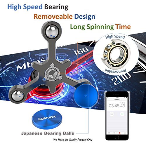 Fidget Spinner Finger Toy Aluminum Alloy Best Stress Reducer Spinning Top for ADHD, Anxiety, Time Killing with Max 4+ Mins Spinning time – by KOMVOX (Silver) - 3