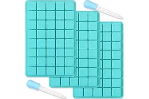 ionEgg Kwadratowa silikonowa forma z 40 wnękami, do robienia czekoladowych cukierków, tacki na kostki lodu, trufle, praliny, 3 opakowania i 2 zakraplacze