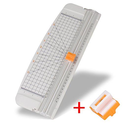 A4 Rollenschneider Papier & Foto & Etikett Schneidegerät Schneidemaschine Papierschneider,Schneidet bis zu 10 Blattes (70g/sm), Ersatz Klingen (Weiß)