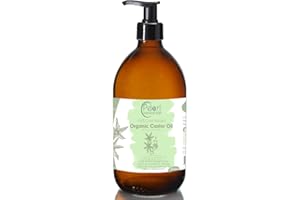 PEARL NATURAL OILS Organic Pure Cold Pressed Castor Oil Vegan, Hexane Free, BP Grade, Non-GMO 250 ml Glass Bottle with a PumpF