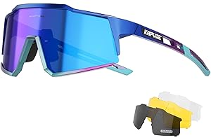 KAPVOE Gafas de Ciclismo Polarizadas con 1 Lente O 4 Lentes Intercambiables TR90 Gafas de Sol Deportivas Mujeres Hombres K9022