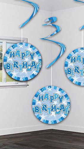 6 x Blue Happy Birthday Hanging Swirls Indoor/Outdoor Party Decoration Banner Accessories 6 x Blue Happy Birthday Hanging Swirls Indoor/Outdoor Party Decoration Banner Accessories