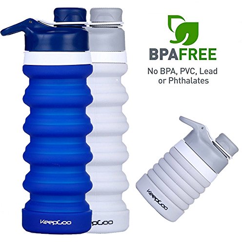 KeepGoo Collapsible Water Bottle BPA Free, Food Grade Retractable Water bottles 550ml/20oz Leak Proo KeepGoo Collapsible Water Bottle BPA Free, Food Grade Retractable Water bottles 550ml/20oz Leak Proo