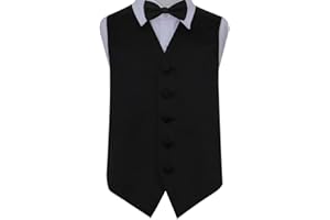 DQT Boys Plain Satin Wedding Tuxedo Waistcoat and Bow Tie