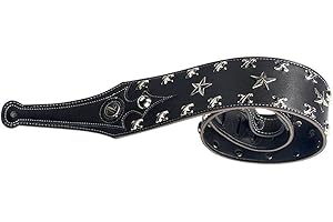 yueko schwarz Leder Gitarrengurt Langlebig & Cool für akustische E-Gitarre Bass Strap Heavy Metal