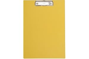 MAUL porte bloc A4 | Porte bloc en carton avec pince moderne et revêtement en film | Format DIN A4 | Avec fixation pour accrocher au mur | Pour le bureau, la cuisine et l'atelier | Jaune