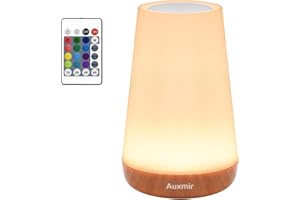 ‎AUXMIR Auxmir Nachttischlampe 2500mAh 13 Farben 5 Modi, Nachtlicht Kinder mit Timing Funktion, LED Tischlampe USB Aufladbar Touch Dimmbar & Fernbedienung, Stilllicht für Schlafzimmer Balkon Camping Outdoor