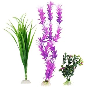 Sourcingmap Kunststoff Aquarium Künstliche Wasser Pflanze, 12,7cm, violett/grün, 3-teilig