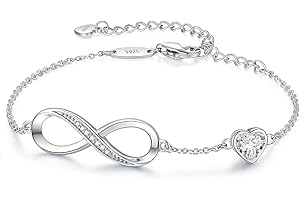 LOUISA SECRET Bracelet Femme Argent 925 Infini, Bracelet d’amour Femme Réglable, Bijoux Femme Cadeaux Noël Femme Anniversaire Fête des Mères Cadeau Maman Infinity Heart Bracelets Silver