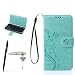 Produktbild Sony Xperia X Performance / XP Hülle, Sony Xperia X Performance / XP Schutzhülle, Alfort 3 in 1 Lederhülle Fashion Design Premium PU Leder Hohe Qualität Tasche Case Cover Kasten Abdeckung Wallet für Sony Xperia X Performance / XP 5.0" Smartphone Funktion Standfunktion Unterstützte Telefone und Magnetverschluss mit Schmetterling ( Grün ) + Alfort Schwarz Stylus Pen + Netter Staub Stecker