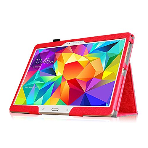 Fintie Samsung Galaxy Tab S 10.5 Hülle Case – Slim Fit Folio Kunstleder Schutzhülle Cover Tasche mit Ständerfunktion für Samsung Galaxy Tab S T800 T805 (10,5 Zoll) Tablet (mit Auto Schlaf / Wach Funktion), Rot - 8