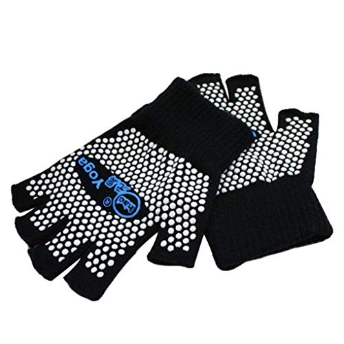 Antideslizante yoga pilates ejercicio sin dedos guantes de agarre con blanco puntos de silicona