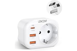 LENCENT Adaptador Enchufe Australia, Adaptador China Viaje con Carga Rápida QC3.0+PD20W, Europa España Portugal 2-Pin a 3-Pin AU para Australia, China, Nueva Zelanda, Argentina, Tipo I