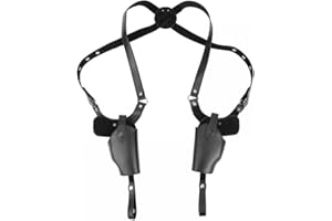 DONGKER Holster Epaule Tactique, Holster Pistolet Epaule Vertical en Cuir, avec Porte-revues et Sangle réglable, pour 1911 92 96 G45 43