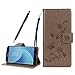 Produktbild Galaxy J5 (2017) Duos Hülle, Fraelc Samsung J5 2017 (EU-Model) Schmetterlings Blume Muster Design Backcover Flip Wallet Case Handytasche Schutzhülle im Bookstyle Klapptasche Handyschale Leder Tasche Etui für Samsung Galaxy J5 2017 (SM-J530) 5,2 Zoll - Grau