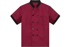 JEATHA Unisex Chef Jacket Women Men Short Sleeve Chef Coat Hotel Kitchen Cook Premuim Uniform