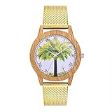 Carmel Watch - Orologio Rotondo in Maglia di Legno, datario New Business Casual Moda tendenza semplice orologio da Donna T108-F,B