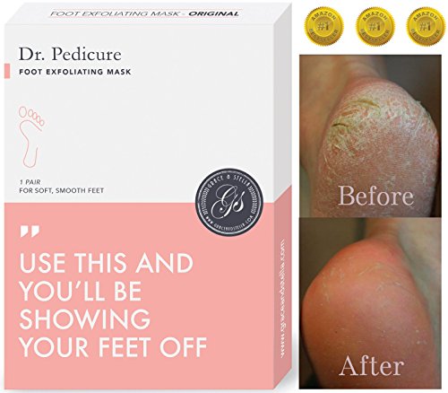 BEST RATED Baby Foot Peel Pedicure Mask by Grace & Stella® - Odor Eliminator & Callus Remover - 100% Satisfaction Guarantee - Do It Yourself At Home Moisturizing Cuticle Soaks Socks (UK Seller) (1 Pair (£9.95/pc), Original)