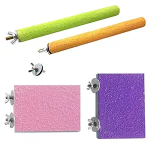 NEWCOMDIGI Bird Perch Stand Toy, 100% Natural Wood Parrot Perch Stand Platform Paw Grinding Stick, Cage Accessories Exercise Toys Budgies Parakeet Cockatiel Hamster Gerbil Rat Mouse