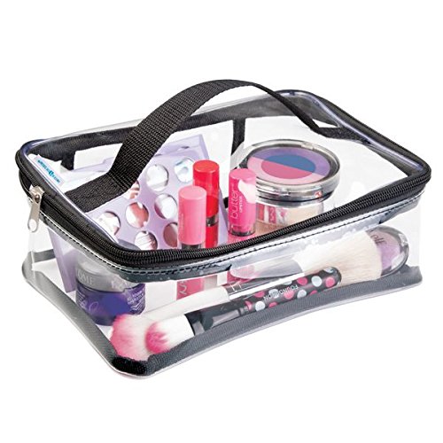 mDesign Reisetasche für Accessoires – Tasche für Strand, Pflegeprodukte oder Kosmetik – transparent / schwarz - 2