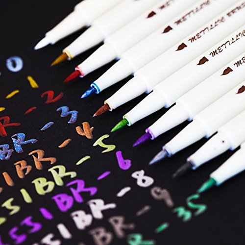 Butterme 2016 Neue Ankunft Weiche Rückkehrkurve Punkt Metallic Marker Pens, Set von 10 Farben, für die Karte, DIY Fotoalbum , Graffiti, Künstler Zeichnung, Gebrauch auf irgendeiner Oberfläche-Papier, Glas, Kunststoff, Keramik, Hochzeit Handwerk