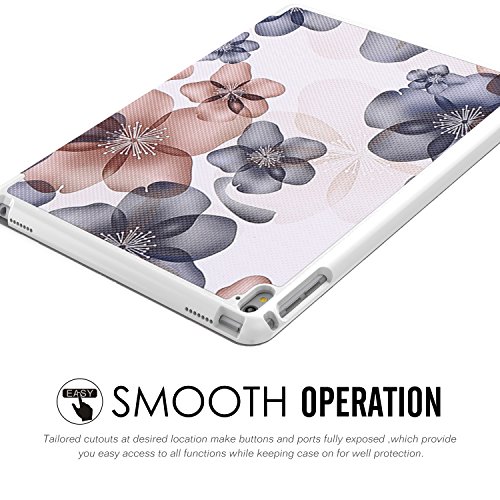 MoKo Hülle für iPad Pro 9.7 – Ultra Lightweight Slim PU Leder Tasche Schutzhülle Schale Smart Shell Case mit Auto Schlaf / Wach Funktion und Standfunktion für Apple iPad Pro 9.7 Zoll Tablet, Blumen Marineblau - 5