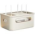 APAP WiFi Router Storage Box，Hider Cord Management Container，Multi Function Cable Storage Box，Practical Router Box Set Top Box，for Home Office Router Cable WiFi Router (1 Layer, Apricot)