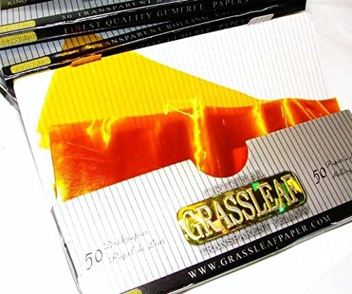 GRASSLEAF KING SIZE 'YELLOW' TRANSPARENT ROLLING PAPERS 10 Packs x 50 Leaves BY TRENDZ