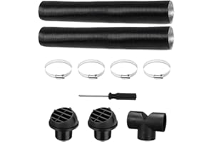 KUWUNG Diesel Heater Ducting, 75mm Diesel Heater Exhaust Pipe Set with 2 Flexible Ducting, 1 Tee Pipe，2 Mushroom Heads, 4 Clips and Screwdriver, Warm Air Outlet Vent Kit for Cars Trucks Bus (T-Type)