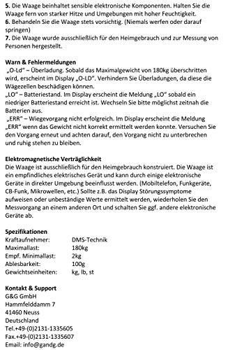 G&G A8/180KG AAA Batteriebetrieb Bambusholz Personenwaage Digitalwaage - 6