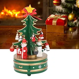 Christmas Gifts, Wood Light Weight Music Box, Reliable for Family Children Christmas Gift(Green, Blue)