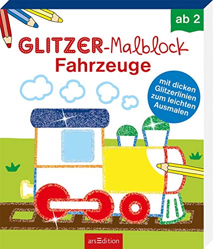 Glitzer-Malblock Fahrzeuge: mit dicken Glitzerlinien zum leichten Ausmalen