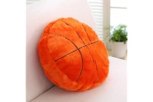 OUKEYI Almohada de Felpa de Baloncesto, Esponjosa y Duradera, Rellena de Fútbol, Almohada de Bola Deportiva de 14 Pulgadas, Suave y Duradera, Redonda